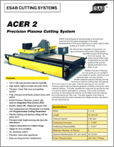 Download ESAB Acer 2 Product Data Sheet (Adobe Acrobat Reader required)